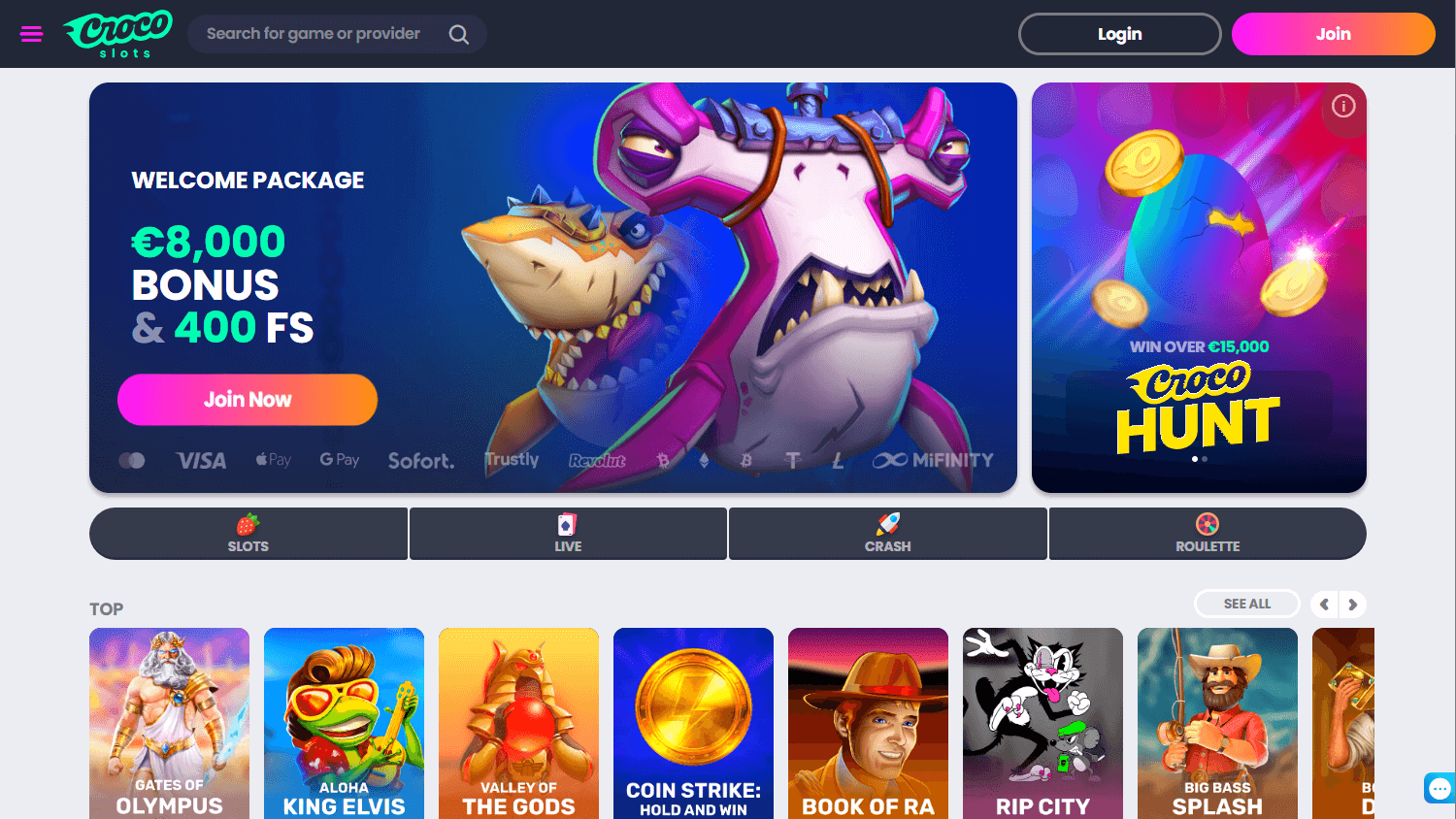 crocoslots_casino_homepage_desktop