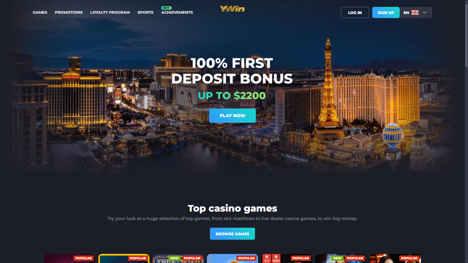 Y_Win_Casino_homepage_desktop