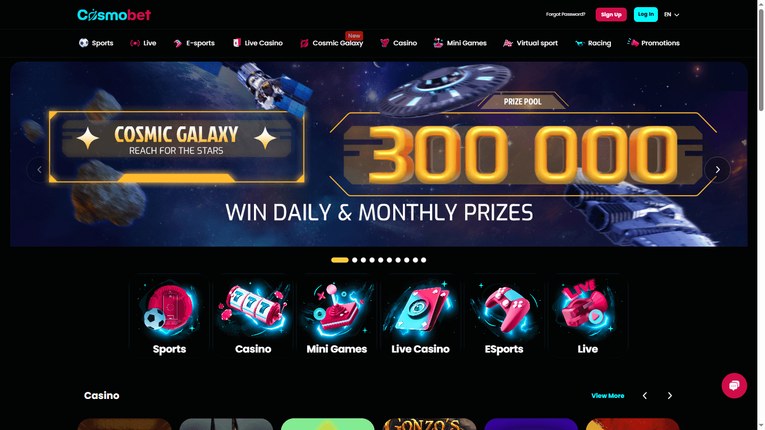 Cosmobet_Casino_homepage_desktop