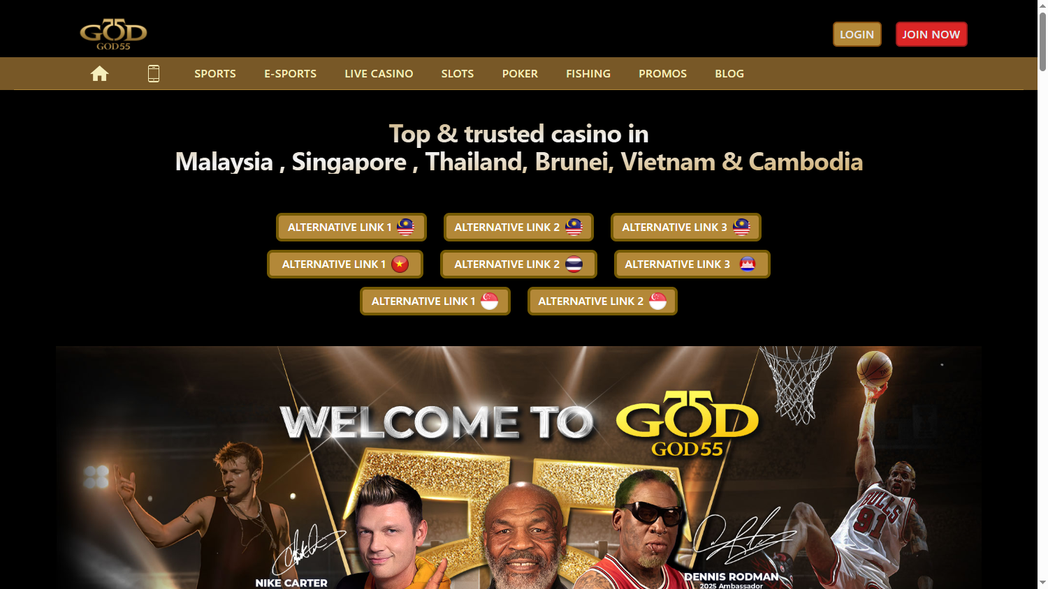 GOD55_Casino_homepage_desktop