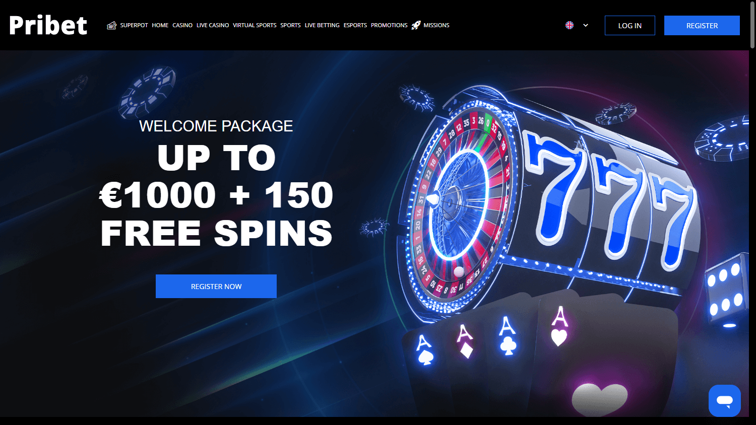 Pribet_Casino_homepage_desktop