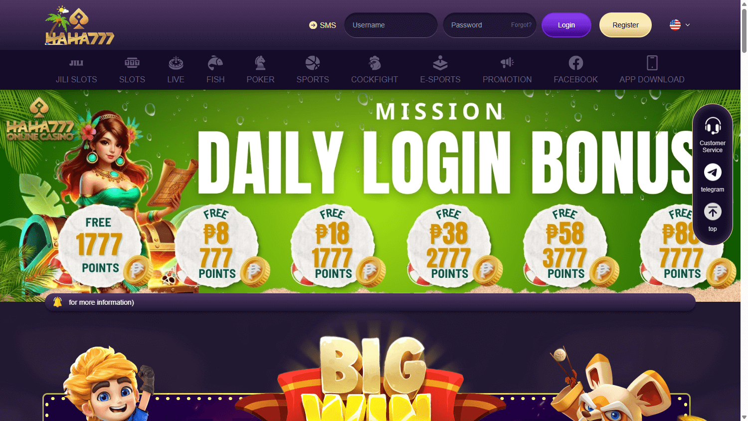 haha777_casino_homepage_desktop