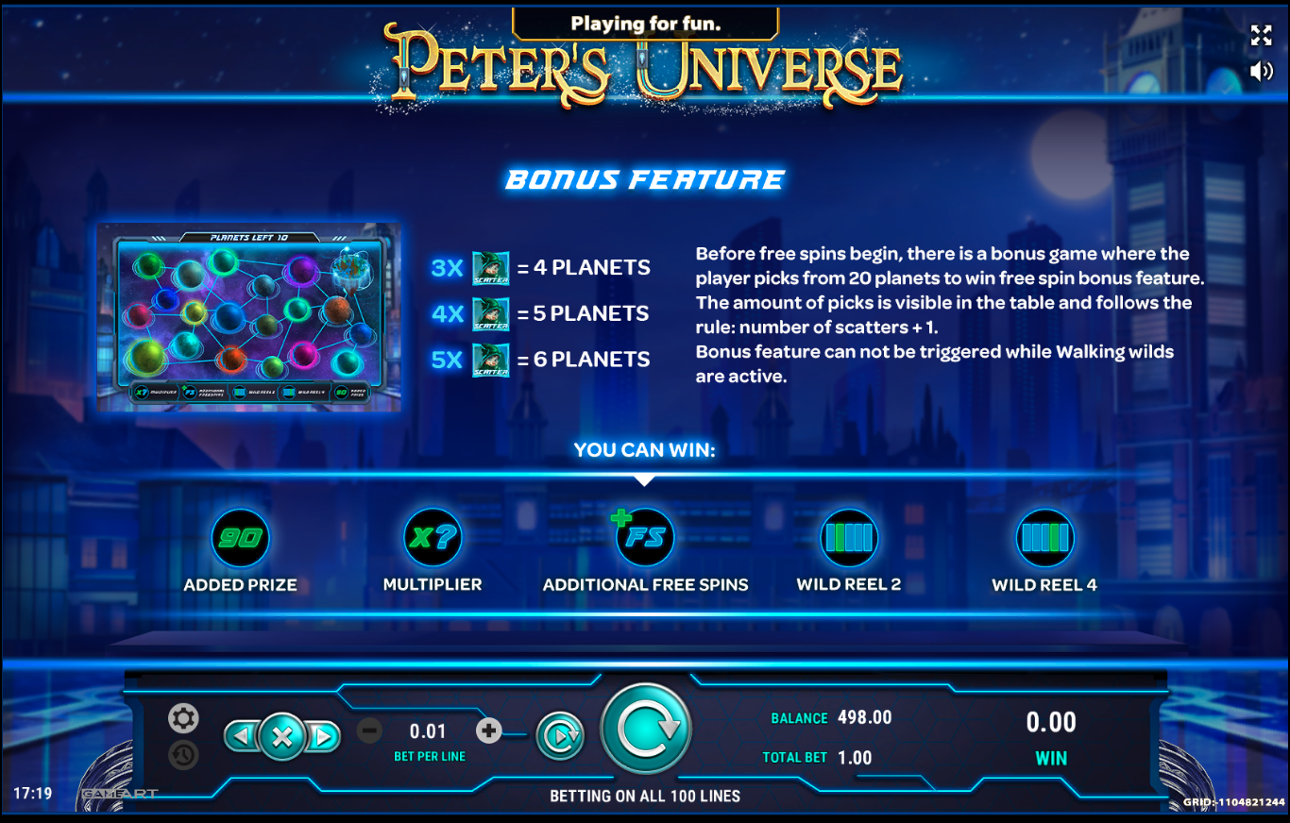 Peter's Universe free spins