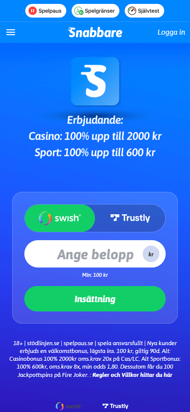 Snabbare_Casino_homepage_mobile