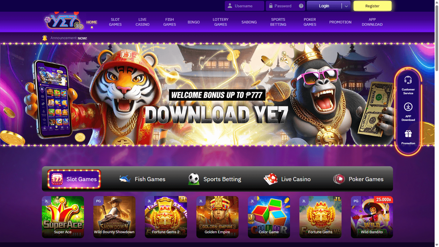 ye7_casino_homepage_desktop