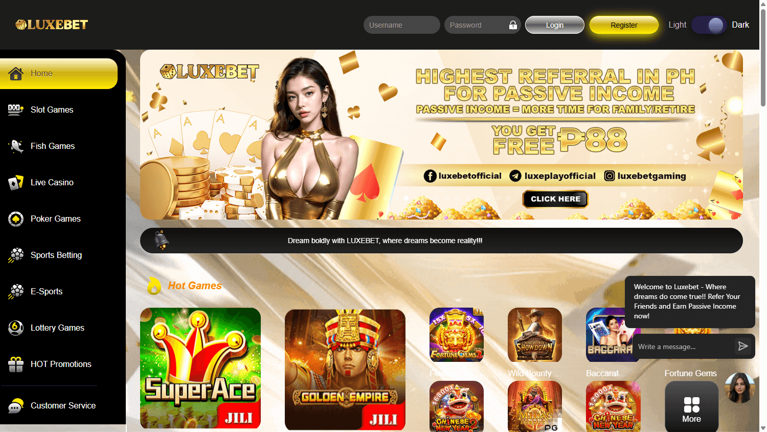 luxebet_casino_homepage_desktop