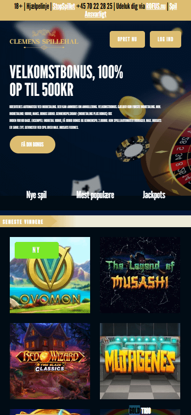 ClemensSpillehal_Casino_DK_homepage_mobile
