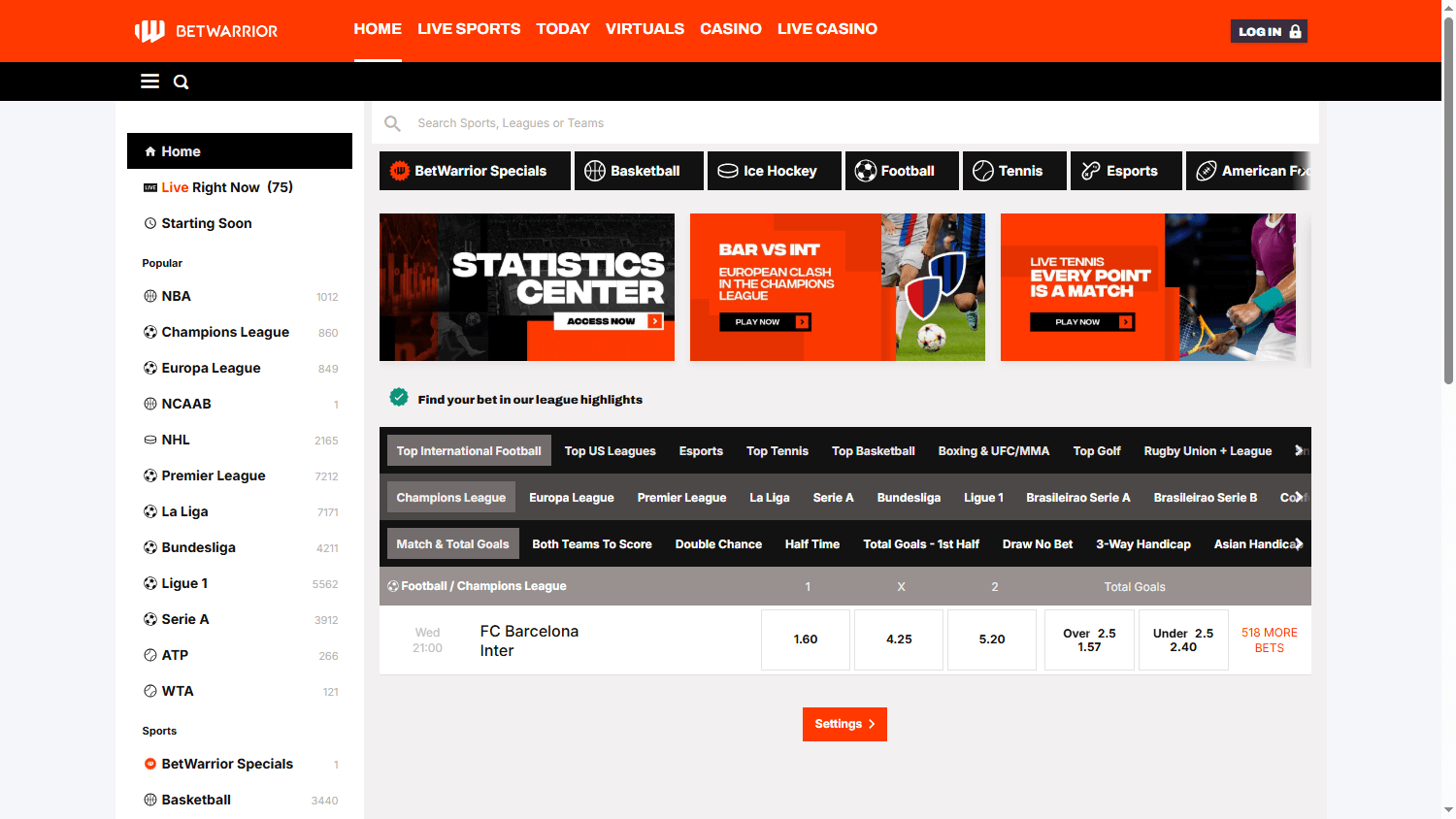 BetWarrior_Casino_homepage_desktop