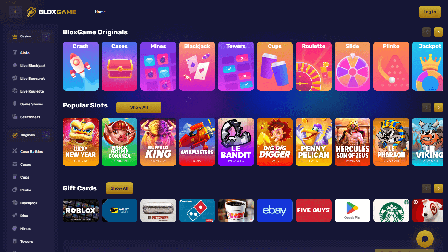 BloxGame_Casino_homepage_desktop