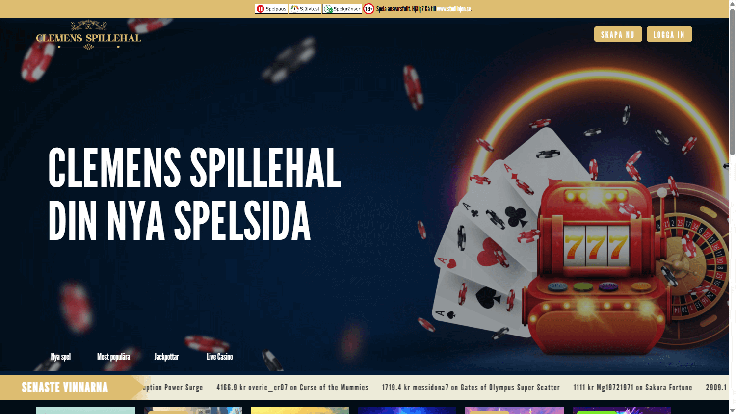 clemensspillehal_casino_se_homepage_desktop