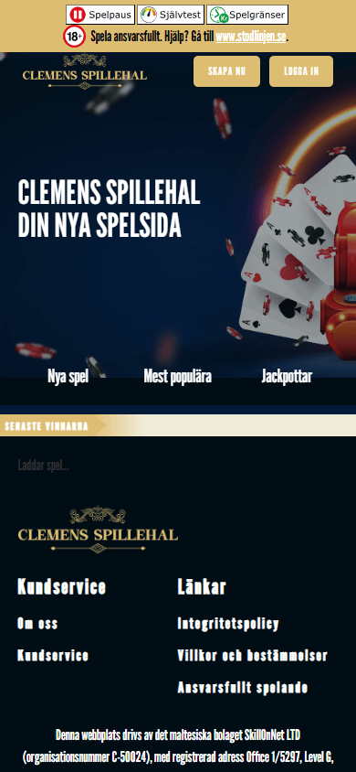 clemensspillehal_casino_se_homepage_mobile