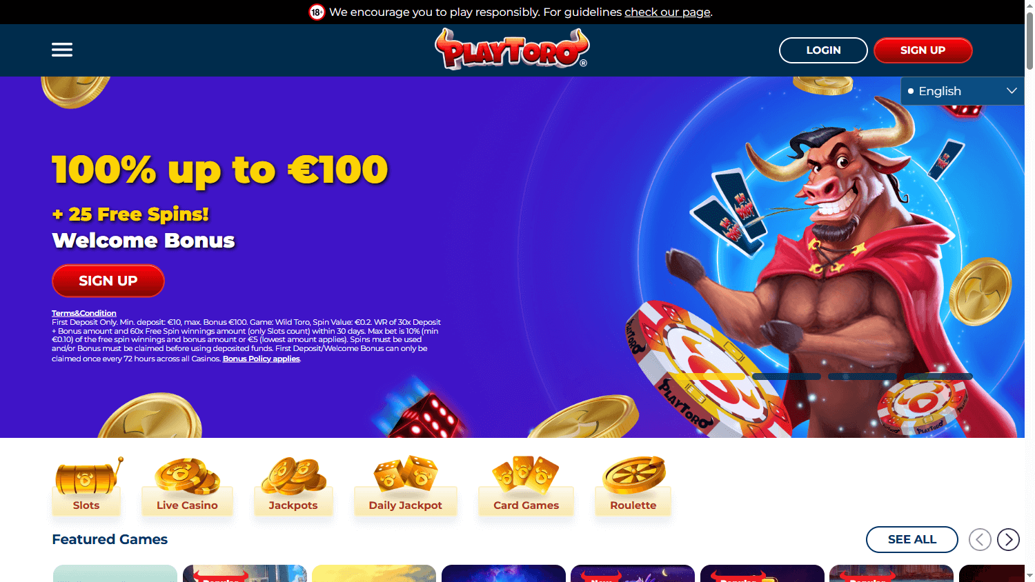 PlayToro_Casino_homepage_desktop