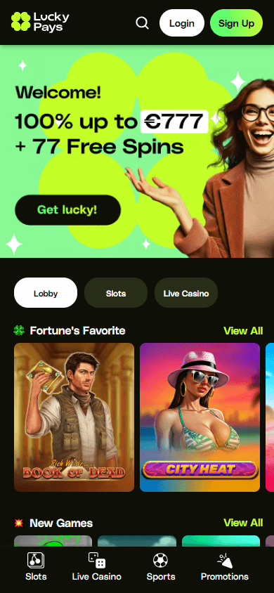 LuckyPays_Casino_homepage_mobile