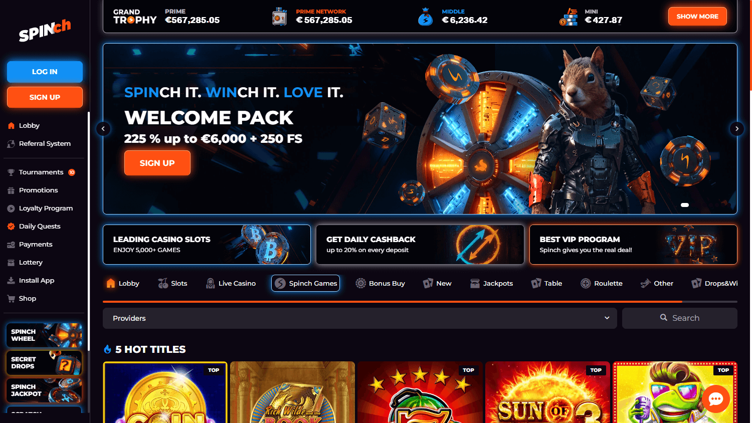 spinch_casino_homepage_desktop