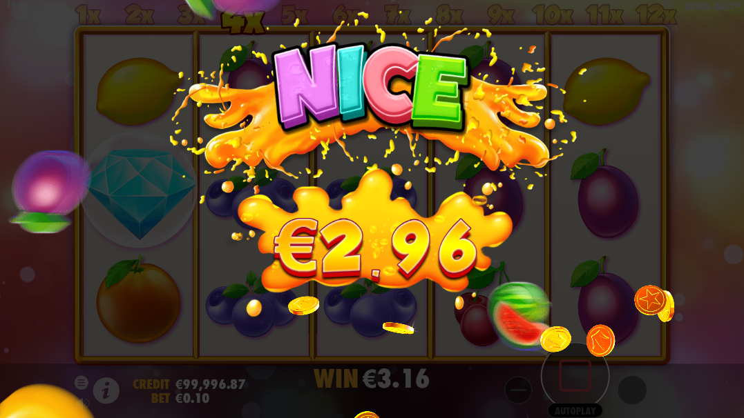 Extra Juicy slot free spins win