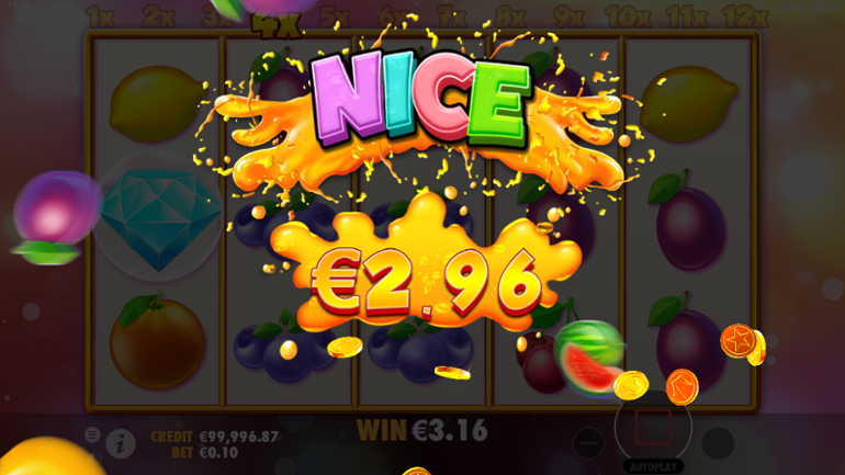 Extra Juicy slot free spins win