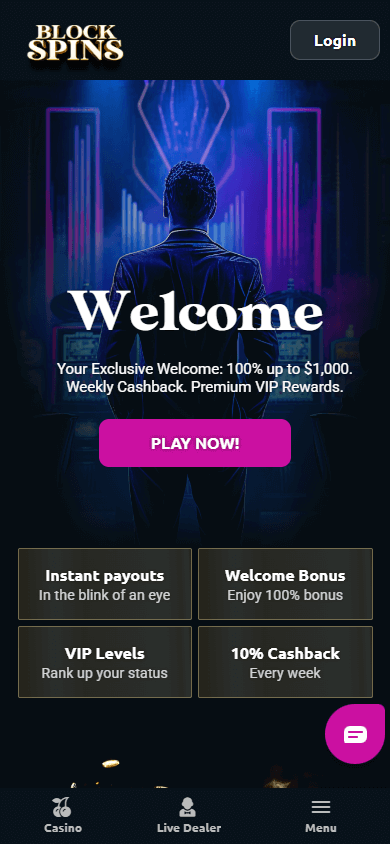 blockspins_casino_homepage_mobile