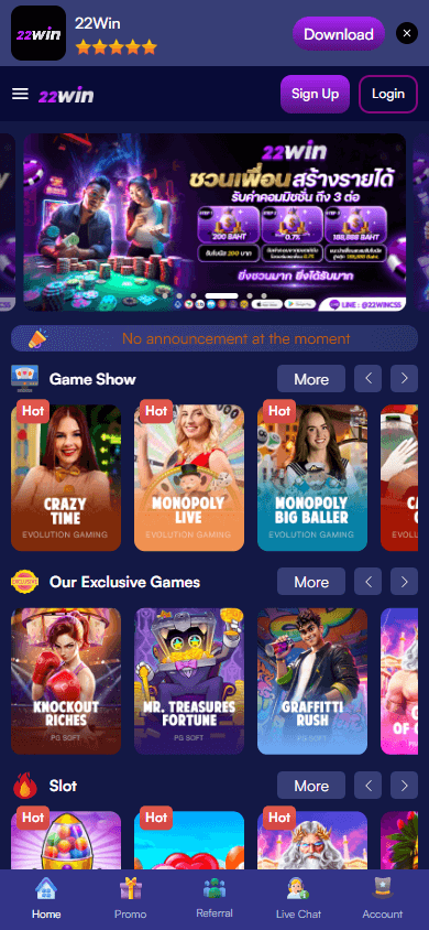 22win_casino_homepage_mobile