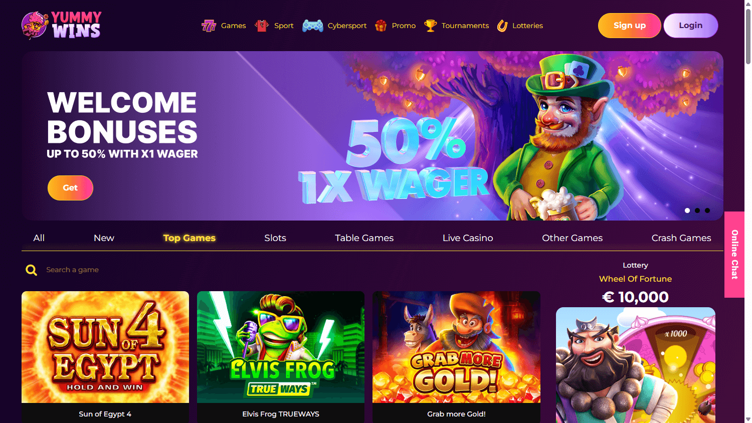 yummy_wins_casino_homepage_desktop