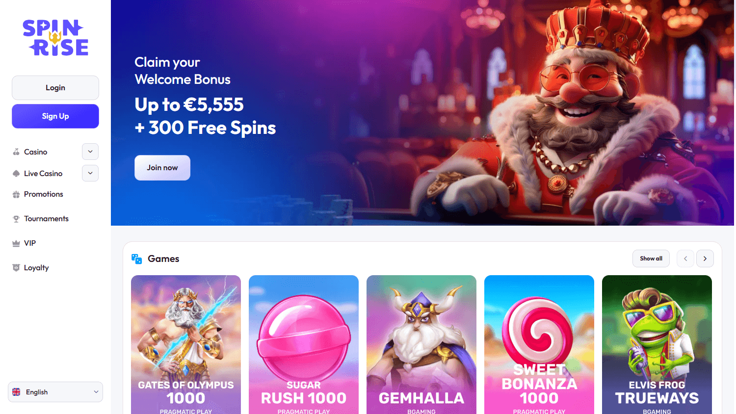 spinrise_casino_homepage_desktop