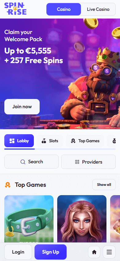 spinrise_casino_homepage_mobile