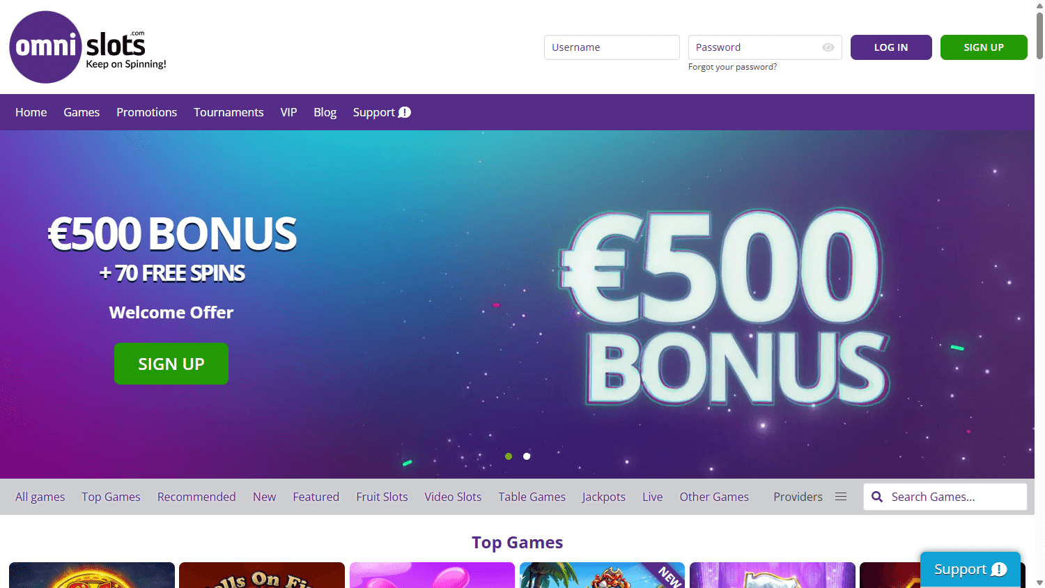 Omni_Slots_Casino_homepage_desktop