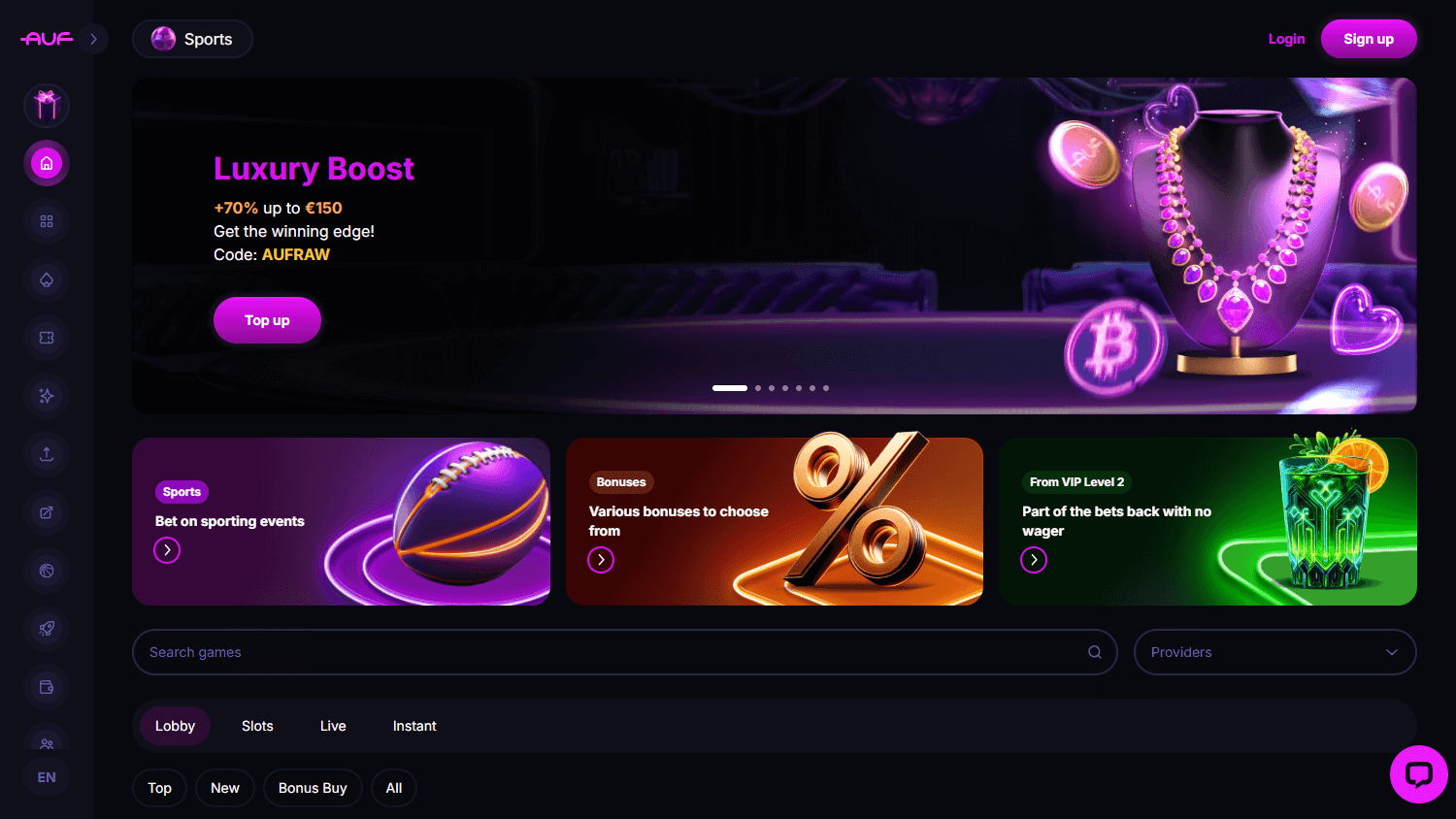 Auf__Casino_homepage_desktop