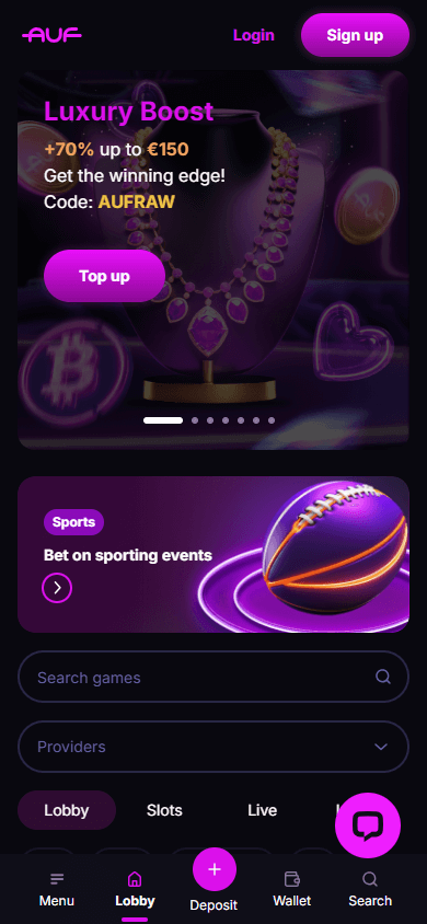 Auf__Casino_homepage_mobile