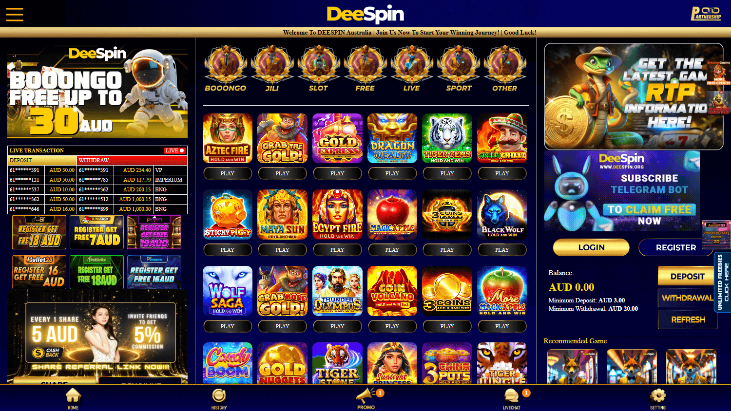 DeeSpin_Casino_homepage_desktop