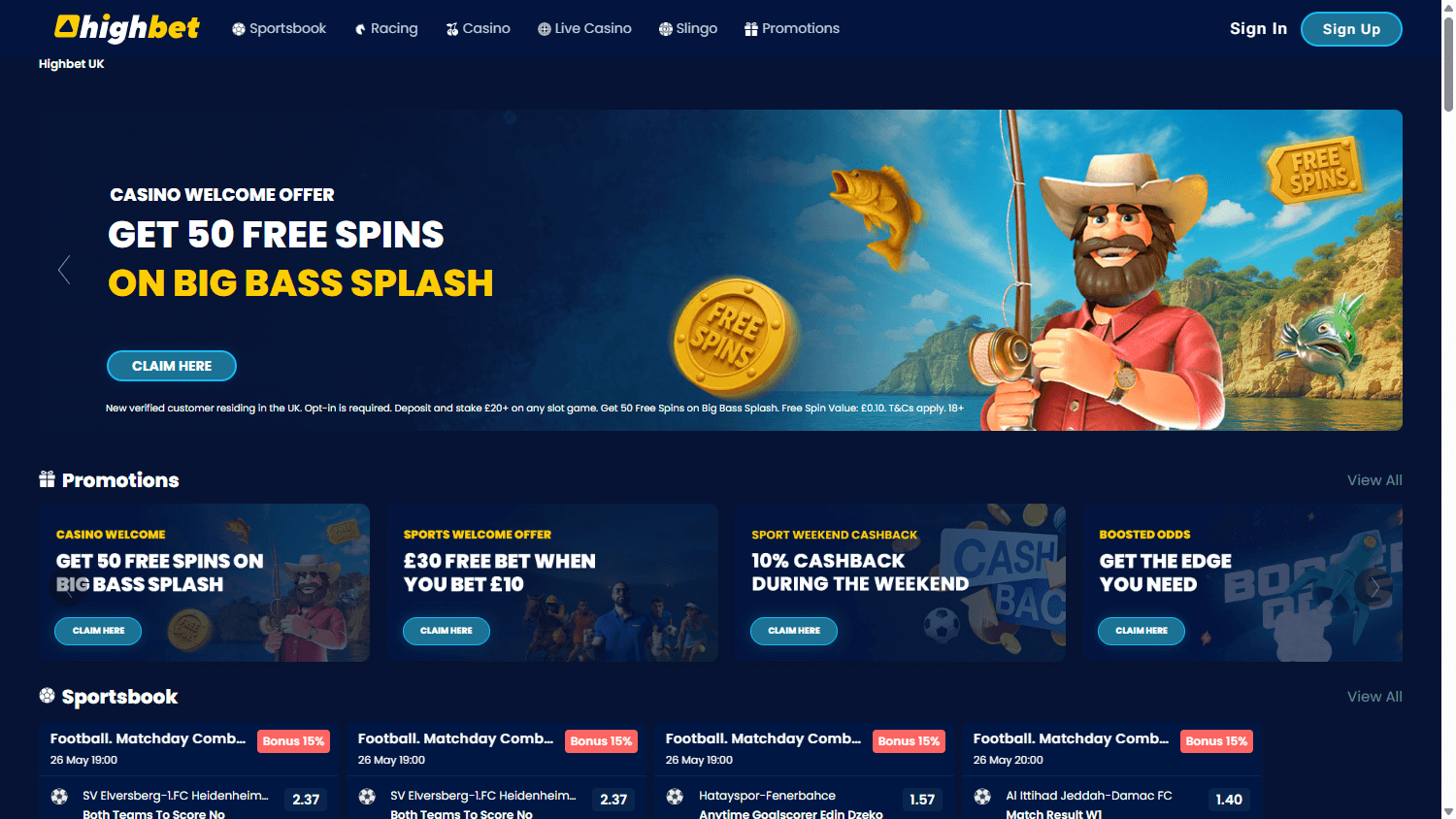 highbet_casino_homepage_desktop
