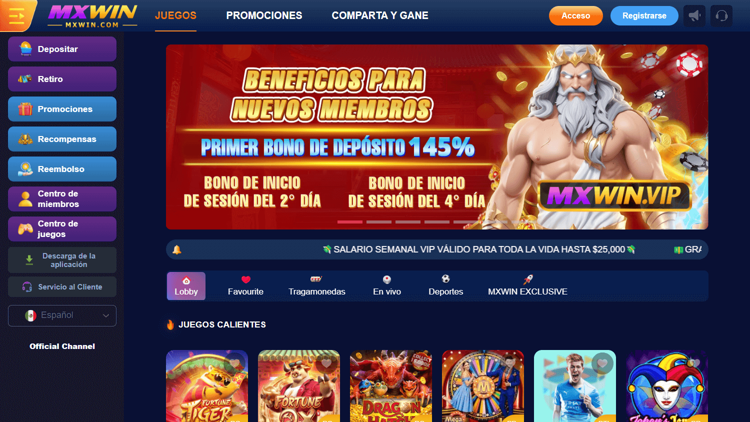 MXWin_Casino_homepage_desktop