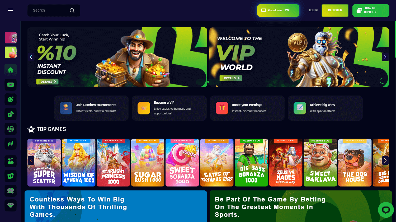 Gamben_Casino_homepage_desktop