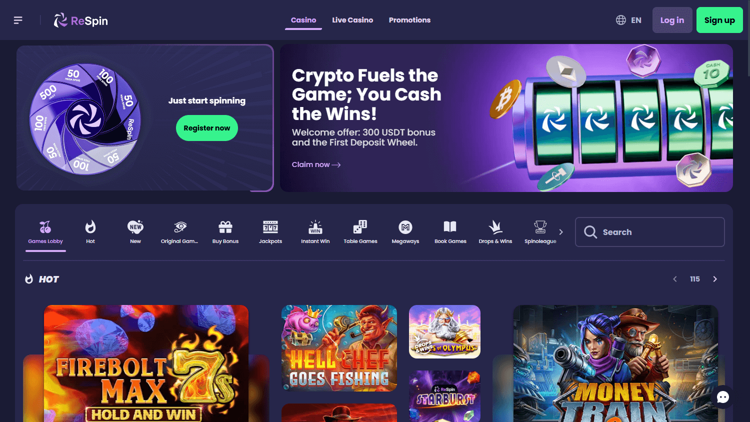 respin_casino_homepage_desktop