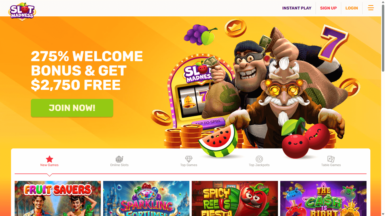 Slot_Madness_Casino_homepage_desktop