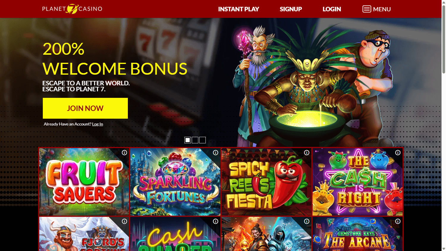 Planet_7_Casino_homepage_desktop