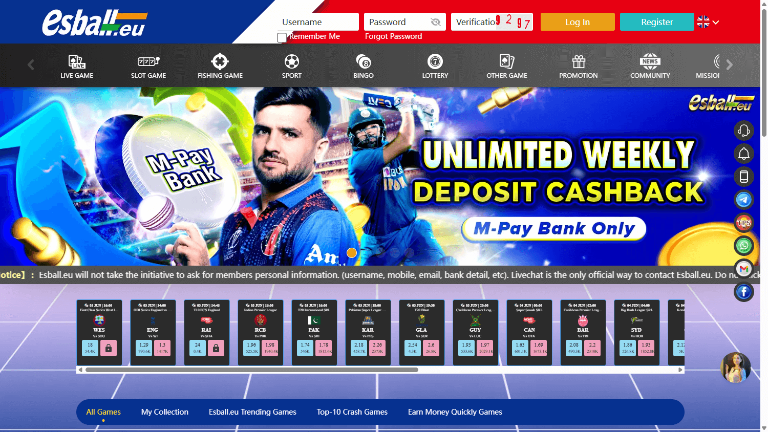Esball_Casino_homepage_desktop