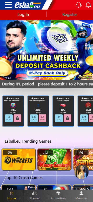 Esball_Casino_homepage_mobile
