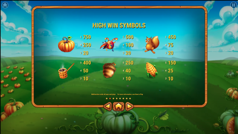 Pumpkin Patch top symbols paytable