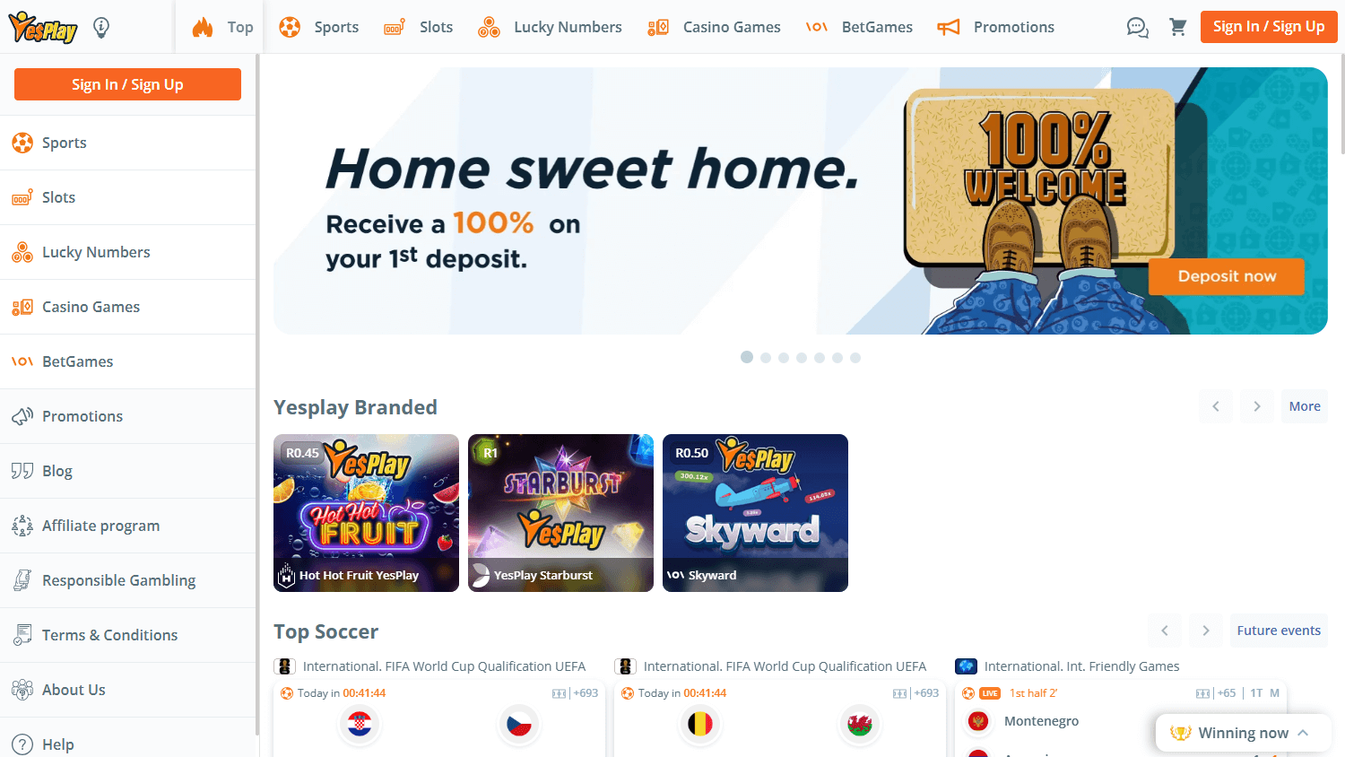 YesPlay_Casino_homepage_desktop