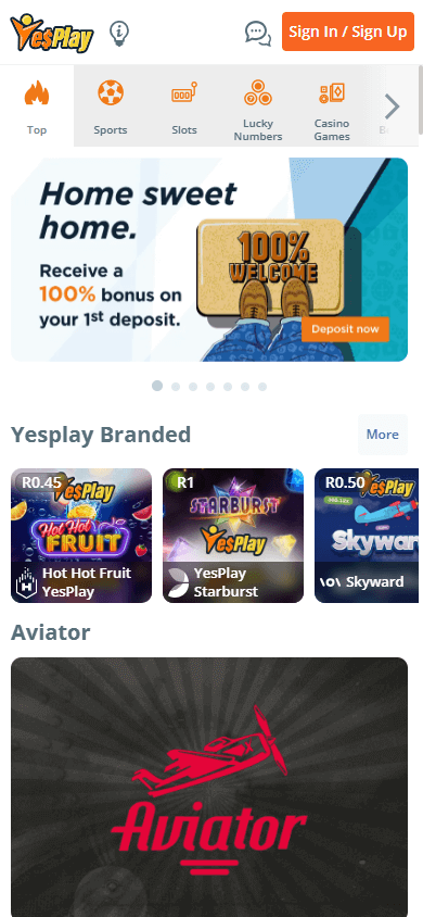 YesPlay_Casino_homepage_mobile