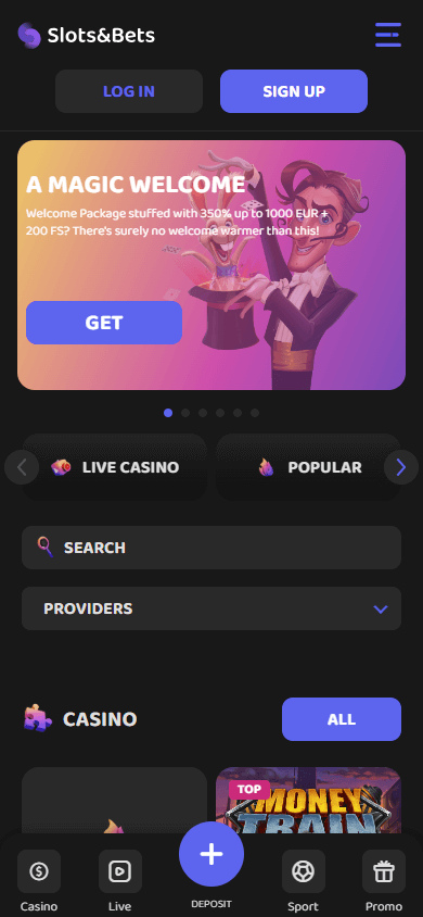Slots&Bets_Casino_homepage_mobile