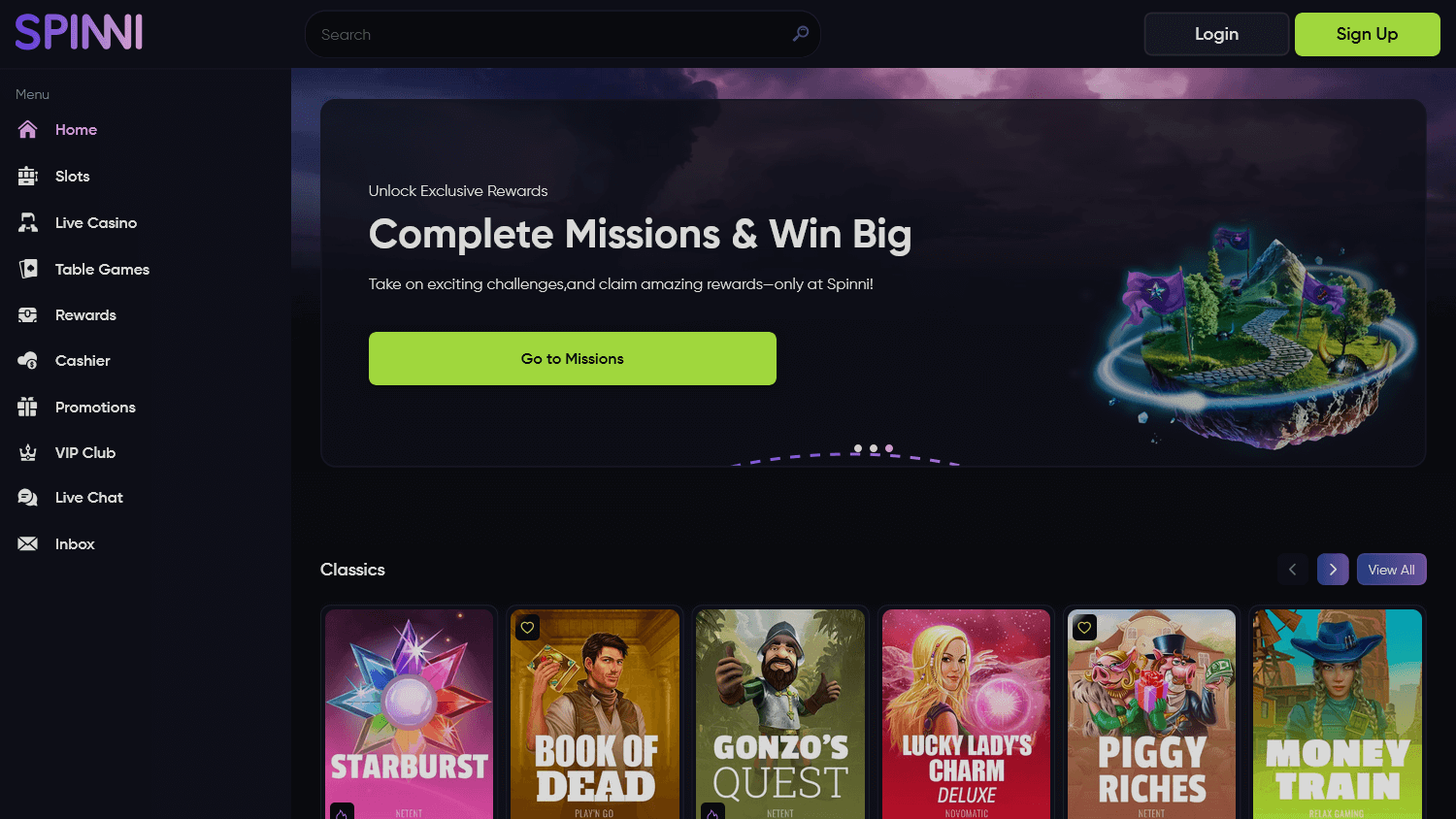 spinni_casino_homepage_desktop