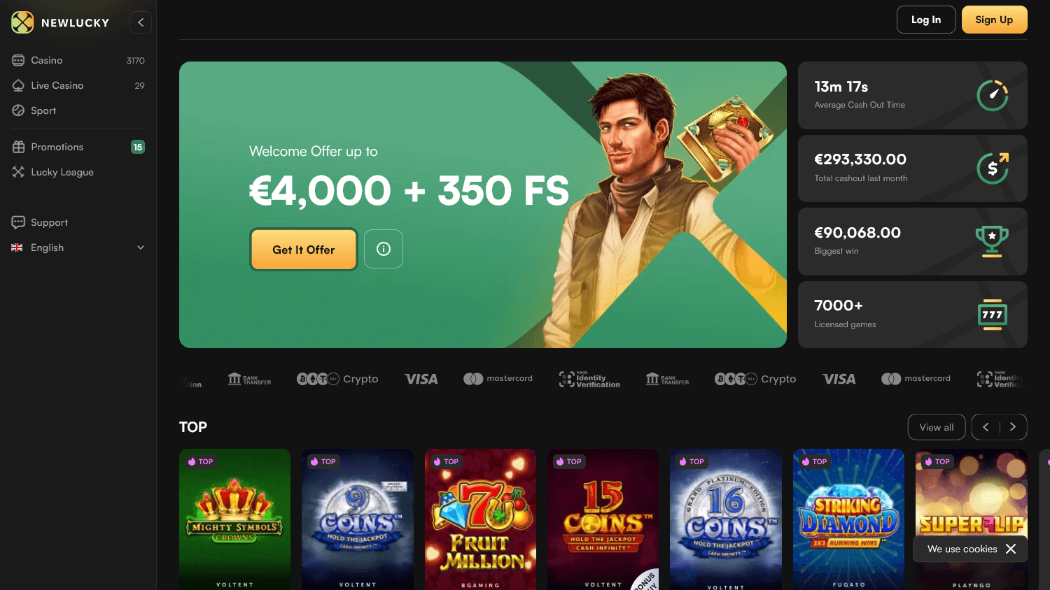 newlucky_casino_homepage_desktop