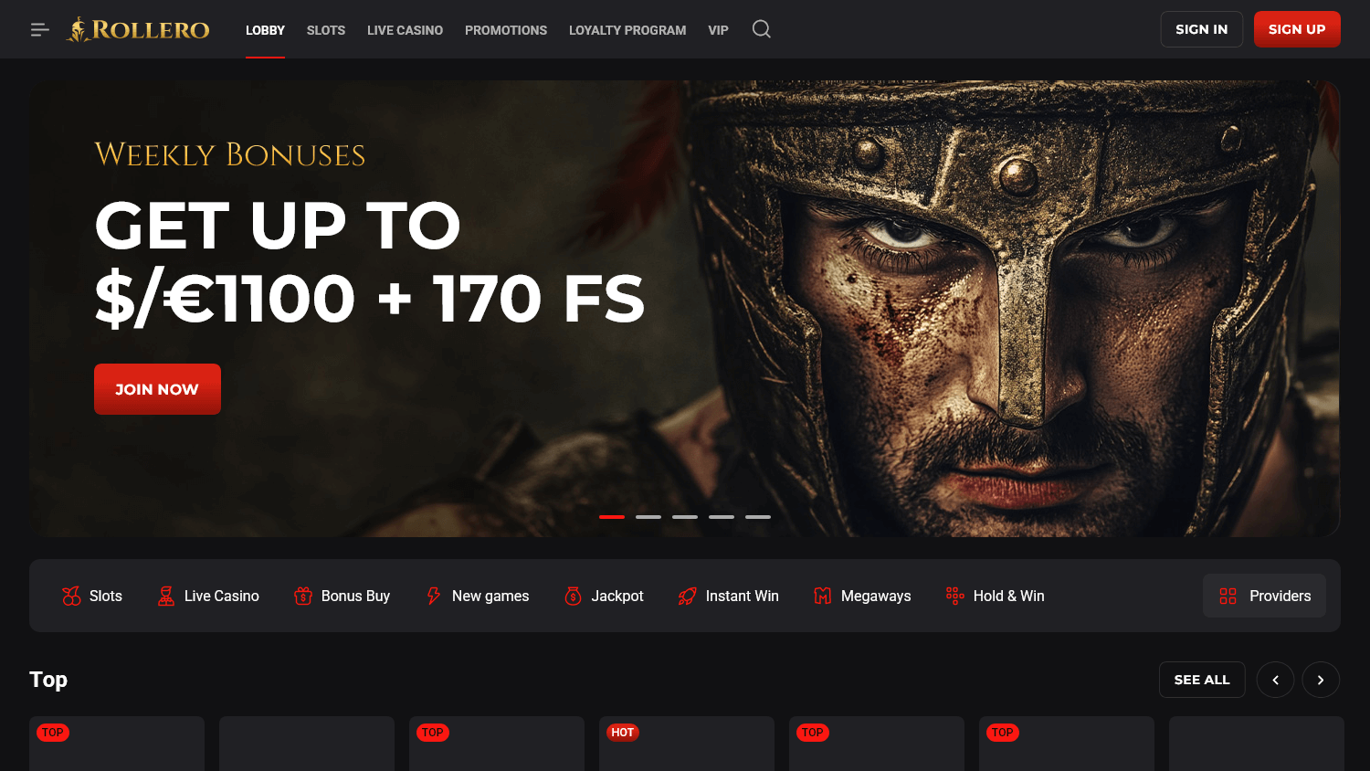 rollero_casino_homepage_desktop