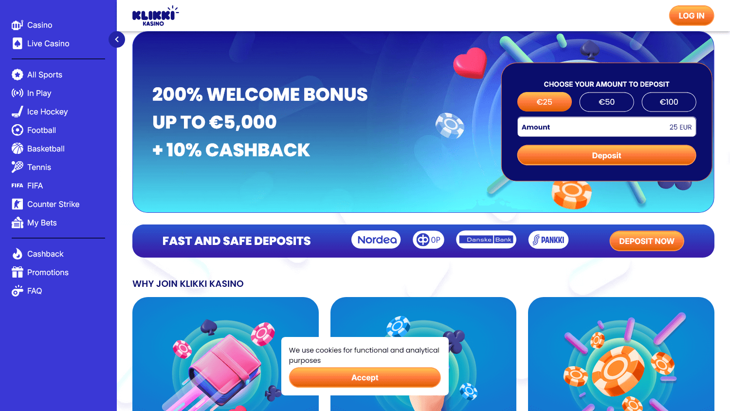 klikki_casino_homepage_desktop