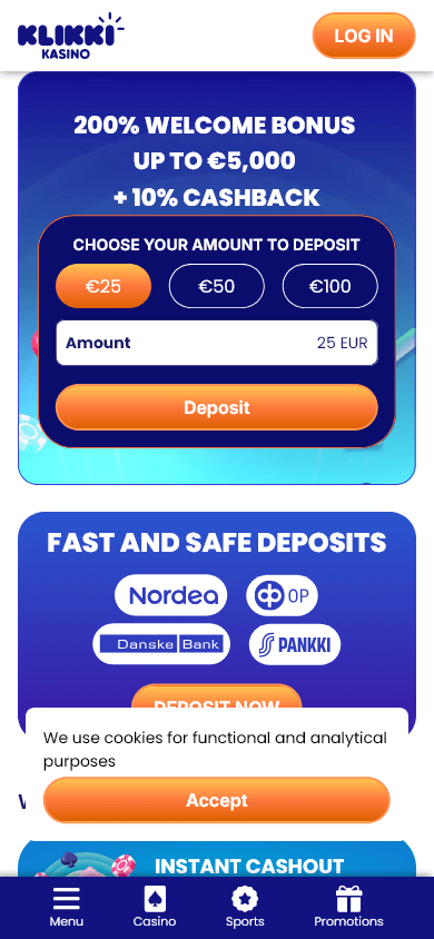 klikki_casino_homepage_mobile