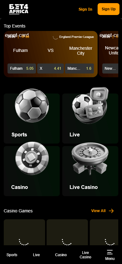 bet4africa_casino_homepage_mobile