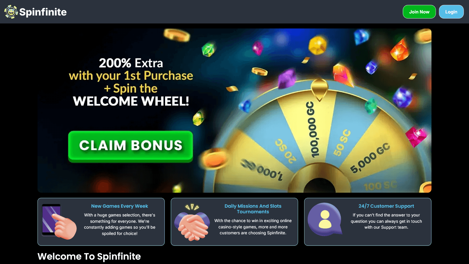 spinfinite_casino_homepage_desktop