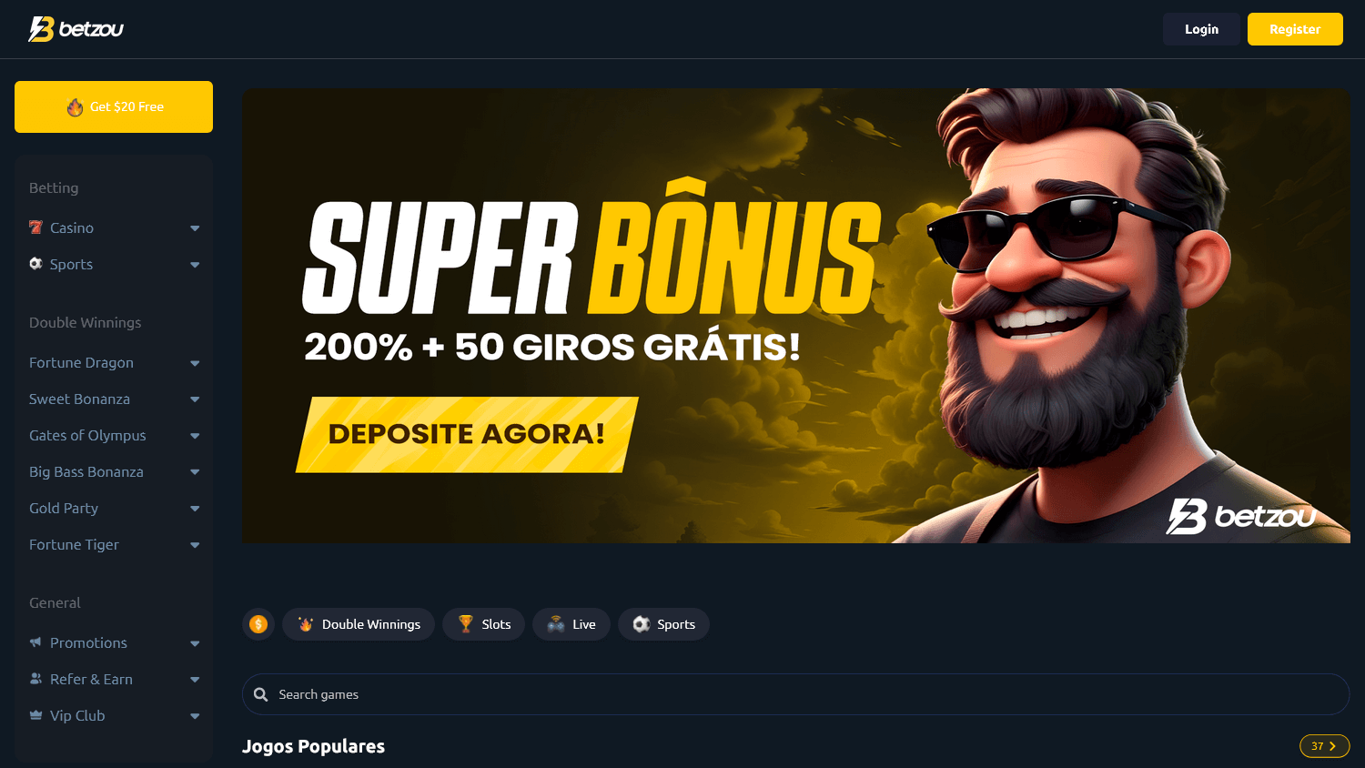 betzou_casino_homepage_desktop