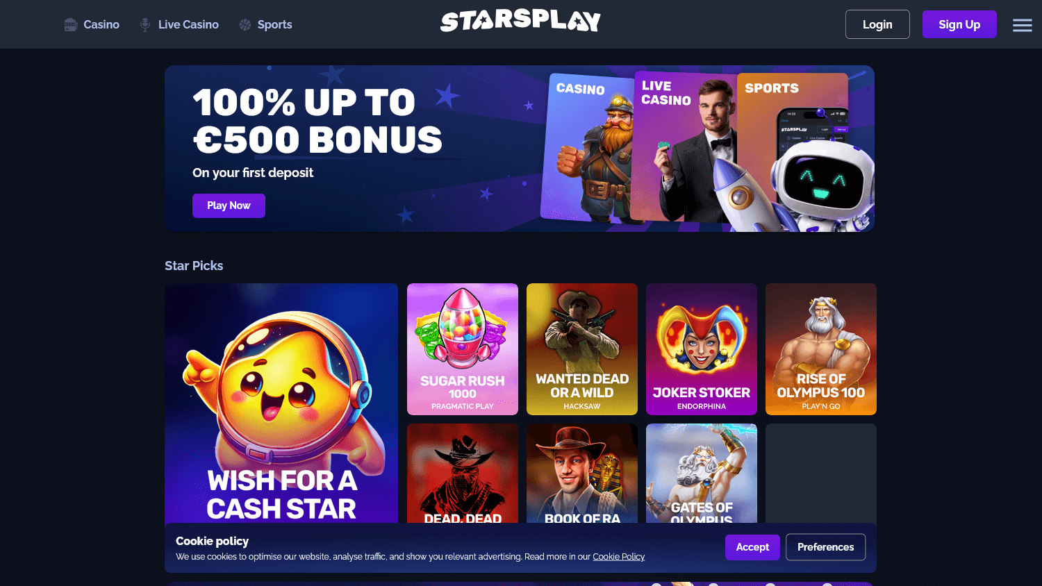starsplay_casino_homepage_desktop